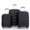 Hardshell Suitcase Spinner Wheels PP Luggage Sets Lightweight Durable Suitcase with TSA Lock,3-Piece Set (20/24/28) ,Black