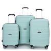 Hardshell Suitcase Spinner Wheels PP Luggage Sets Lightweight Durable Suitcase with TSA Lock,3-Piece Set (20/24/28) ,Light Green