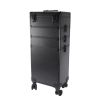4-in-1 Draw-bar Style Interchangeable Aluminum Rolling Makeup Case-BLACK
