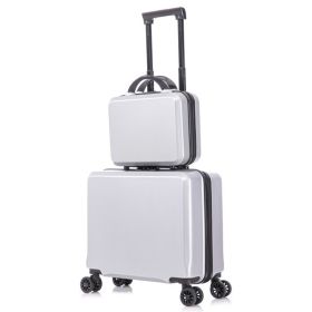 2 Piece Travel Luggage Set Hard shell Suitcase with Spinner Wheels 18' Underseat luggage and 14' Comestic Travel case Toiletry box Silver