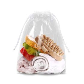 Clear Drawstring Bags 9' x 12'; Pack of 50 Waterproof Drawstring Gift Bags; 2 Mil Polyethylene Travel Shoe Bags for Packing; Shipping; Storage; Shoe D