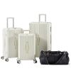 Luggage Set 4 pcs (20"/24"/29"/Travel Bag), PC+ABS Durable Lightweight Luggage with Collapsible Cup Holder, 360¬∞ Silent Spinner Wheels, TSA Lock, Whi