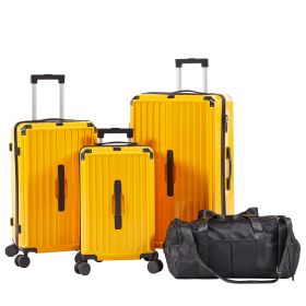 Luggage Set 4 pcs (20"/24"/29"/Travel Bag), PC+ABS Durable Lightweight Luggage with Collapsible Cup Holder, 360¬∞ Silent Spinner Wheels, TSA Lock, Yel