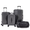 Luggage Set 4 pcs (20"/24"/29"/Travel Bag), PC+ABS Durable Lightweight Luggage with Collapsible Cup Holder, 360¬∞ Silent Spinner Wheels, TSA Lock, Gra