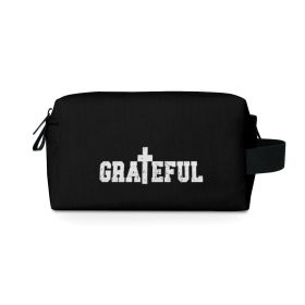 Black Travel Accessory Pouch Bag, Grateful Christian Inspiration Affirmation