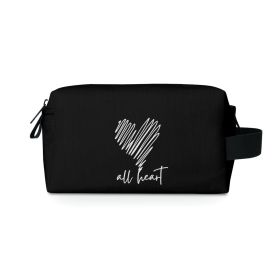 Black Travel Accessory Pouch Bag, Say It Soul, All Heart White Line Art Print