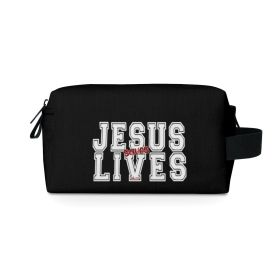 Black Travel Accessory Pouch Bag, Jesus Saves Lives, Christian Inpsiration