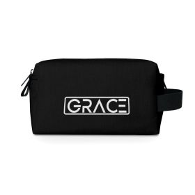 Black Travel Accessory Pouch Bag, Grace Christian Inspiration Word Art