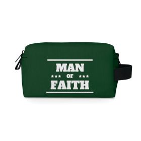 Forest Green Travel Accessory Pouch Bag, Man Of Faith Christian Inspiration Word Art