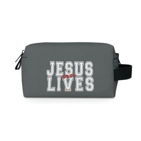 Grey Travel Accessory Pouch Bag, Jesus Saves Lives, Christian Inpsiration