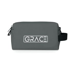 Grey Travel Accessory Pouch Bag, Grace Christian Inspiration Word Art