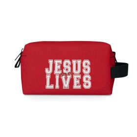 Dark Red Travel Accessory Pouch Bag, Jesus Saves Lives, Christian Inpsiration