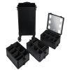 4-in-1 Draw-bar Style Interchangeable Aluminum Rolling Makeup Case-BLACK