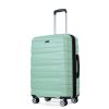 3 Piece Luggage Sets PC Lightweight & Durable Expandable Suitcase with Two Hooks, Double Spinner Wheels, TSA Lock, (21/25/29) Light Green