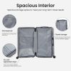 Luggage Set 4 pcs (20"/24"/29"/Travel Bag), PC+ABS Durable Lightweight Luggage with Collapsible Cup Holder, 360¬∞ Silent Spinner Wheels, TSA Lock, Gra