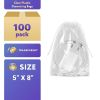 APQ Clear Plastic Drawstring Bags 5" x 8"; Pack of 100 Clear Bags for Gifts 2 Mil Polyethylene Drawstring Gift Bags; Water-Resistant Plastic Shoe Bags