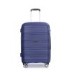 Hardshell Suitcase Spinner Wheels PP Luggage Sets Lightweight Durable Suitcase with TSA Lock,3-Piece Set (20/24/28) ,Navy