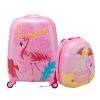 2PCS Kids Luggage Set with 16" Rolling Suitcase and 12" Backpack, Toddler Wheeled Carry On Luggage, Flamingo Style