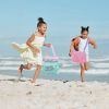 3Pcs Beach Mesh Bags Seashell Sand Toys Collecting Tote Bags with Adjustable Straps for Boys Girls