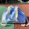 Blue Sky Tie-Dye Lunch Box Bag Drawstring Portable Bento Bag Canvas Lunch Tote Bag