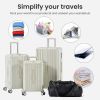 Luggage Set 4 pcs (20"/24"/29"/Travel Bag), PC+ABS Durable Lightweight Luggage with Collapsible Cup Holder, 360¬∞ Silent Spinner Wheels, TSA Lock, Whi