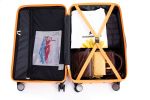 3 Piece Luggage Sets PC+ABS Lightweight Suitcase with Two Hooks, 360¬∞ Double Spinner Wheels, TSA Lock, (20/24/28) Orange
