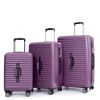 3 Piece Luggage Sets PC+ABS Lightweight Suitcase with Two Hooks, 360¬∞ Double Spinner Wheels, TSA Lock, (21/25/29) Dark Purple