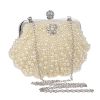Beige Beaded Evening Bag Women's Fashion Pearl Dress Evening Clutch