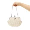 Beige Beaded Evening Bag Women's Fashion Pearl Dress Evening Clutch