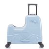 22 Inch Kid's Ride on Suitcase Children's Trolley Luggage Carry-On Luggage with Spinner Wheels \Lock\Safty Belt\Telescoping Handle Blue