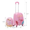 2PCS Kids Luggage Set with 16" Rolling Suitcase and 12" Backpack, Toddler Wheeled Carry On Luggage, Flamingo Style