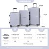 Hardshell Suitcase Double Spinner Wheels PP Luggage Sets Lightweight Durable Suitcase with TSA Lock,3-Piece Set (20/24/28) , Silver