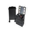 4-in-1 Draw-bar Style Interchangeable Aluminum Rolling Makeup Case-BLACK