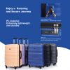 3 Piece Luggage Sets PC Lightweight & Durable Expandable Suitcase with Two Hooks, Spinner Wheels, TSA Lock, (21/25/29) Dark Blue