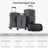 Luggage Set 4 pcs (20"/24"/29"/Travel Bag), PC+ABS Durable Lightweight Luggage with Collapsible Cup Holder, 360¬∞ Silent Spinner Wheels, TSA Lock, Gra