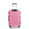 Hardshell Suitcase Spinner Wheels PP Luggage Sets Lightweight Durable Suitcase with TSA Lock,3-Piece Set (20/24/28) ,Pink