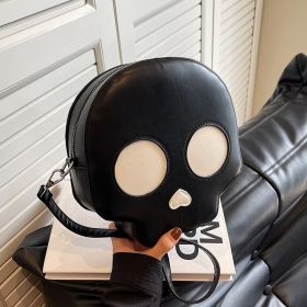 Skull Small Round Versatile Halloween Internet Celebrity Shoulder Messenger Bag (Color: Black)