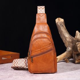 European And American Retro Casual Solid Color Women's Cross-body Bag (Color: Brown)