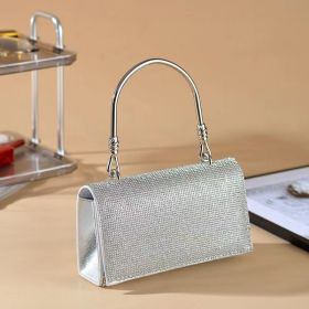 Shining 3A Full Diamond Handbag Women Luxury Party Evening Bag Crossbody Shoulder Bag Ladies (Color: Silver)