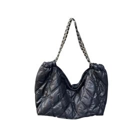 Trendy Fashion Chain Linggetote Bag (Option: Black-36x29x14cm)