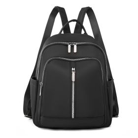 Casual Women's Nylon Backpack Simple Versatile Large Capacity (Color: Black)