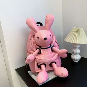 Doll Women's Backpack Trendy Cool Rabbit Travel Backpack (Color: Pink)