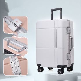 Universal Silent Wheel Password Box Large Capacity High School Student Suitcase (Option: White-26 in)