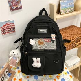 Large Capacity Female Tide Simple Backpack (Color: Black)