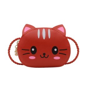 Mini Zipper Cute Cartoon Crossbody Bag (Color: Red)