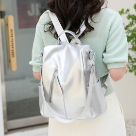Anti-theft Backpack Women's Korean-style Easy-to-match Large Capacity (Color: Silver)
