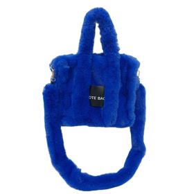 Women's Faux Rabbit Fur Portable Large-capacity Crossbody Bag (Option: Sapphire Blue)