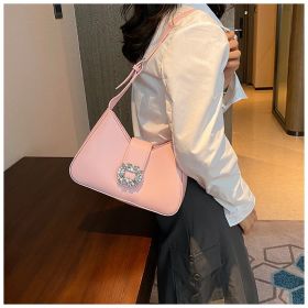Women's Fashion Simple Diamond Large Capacity Shoulder Bag (Option: Pink-27x16x9CM)