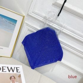Portable Crystal Bag Turbot Fish Diamond Rhinestone Dinner Bag (Option: Blue-27x29x4)