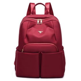 Ladies Backpack Oxford Cloth Waterproof Large Capacity (Option: Burgundy)